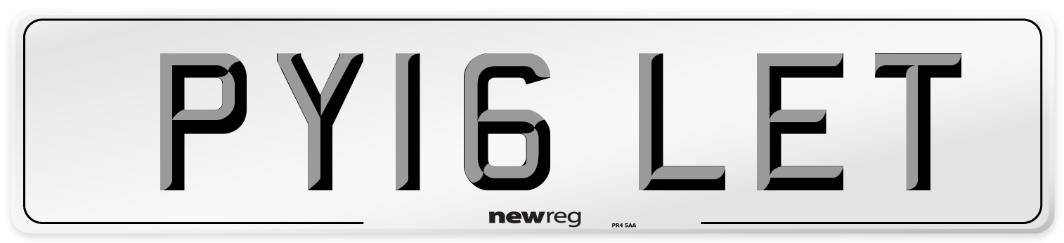 PY16 LET Number Plate from New Reg